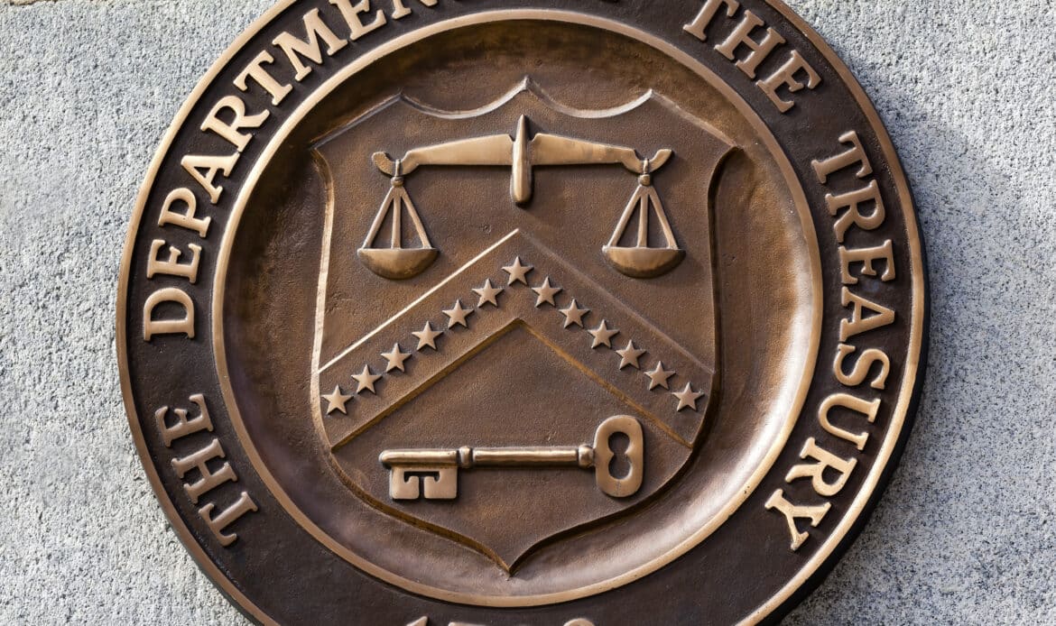 Present Bronze Seal Sign Symbol for The US Treasury Department adopted in 1968.