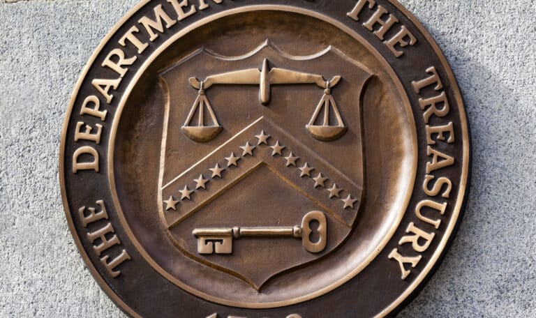 Present Bronze Seal Sign Symbol for The US Treasury Department adopted in 1968.