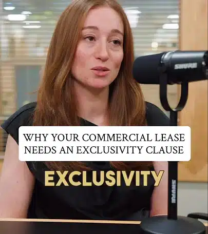 Sabrina Rabban Esq. discussing the importance of exclusivity clauses in commercial leases.